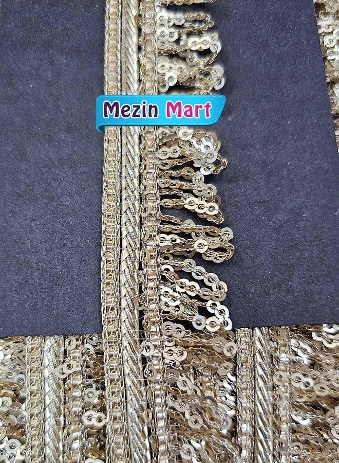 Mezin 1.25 inch RIMZIM Siquance Fringes Tassel Decorative Lace Ribbon Festival Bridal Dupatta Lehenga, Saree, Anarkali, Indian Sari Border (Pearl Mate) - Image 2
